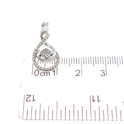 925 Sterling Silver Real Diamond Twisted Infinity Minimalist Slide Charm Pendant