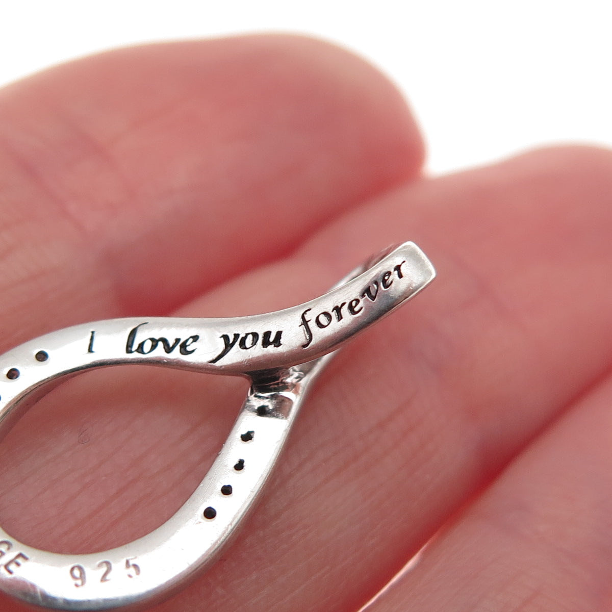 BGE Bradford 925 Sterling Real Diamond I Love You Forever Infinity Mini Pendant