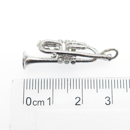 925 Sterling Silver Antique Art Deco Trumpet Musical Instrument Charm Pendant