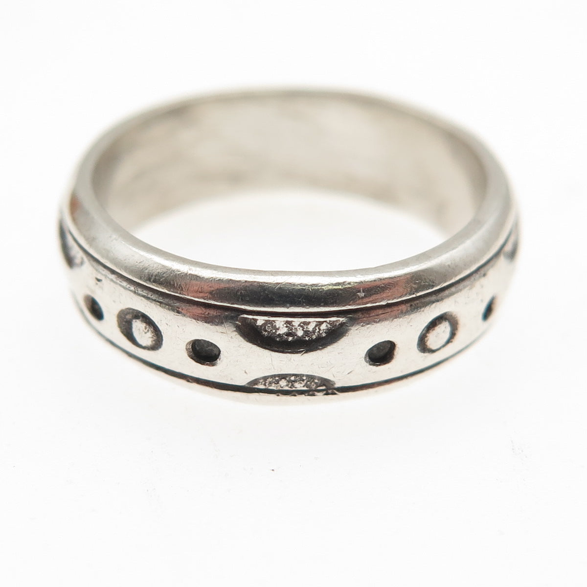 925 Sterling Silver Vintage Modernist Oxidized Band Ring Size 5.5