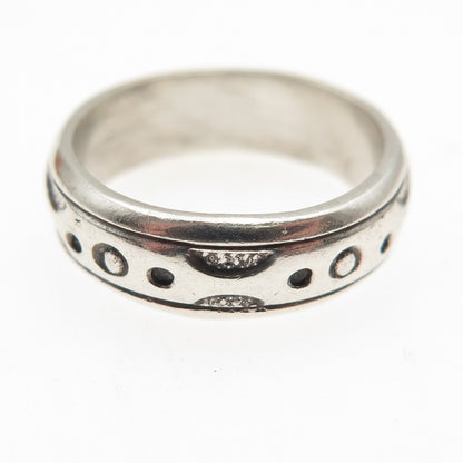 925 Sterling Silver Vintage Modernist Oxidized Band Ring Size 5.5