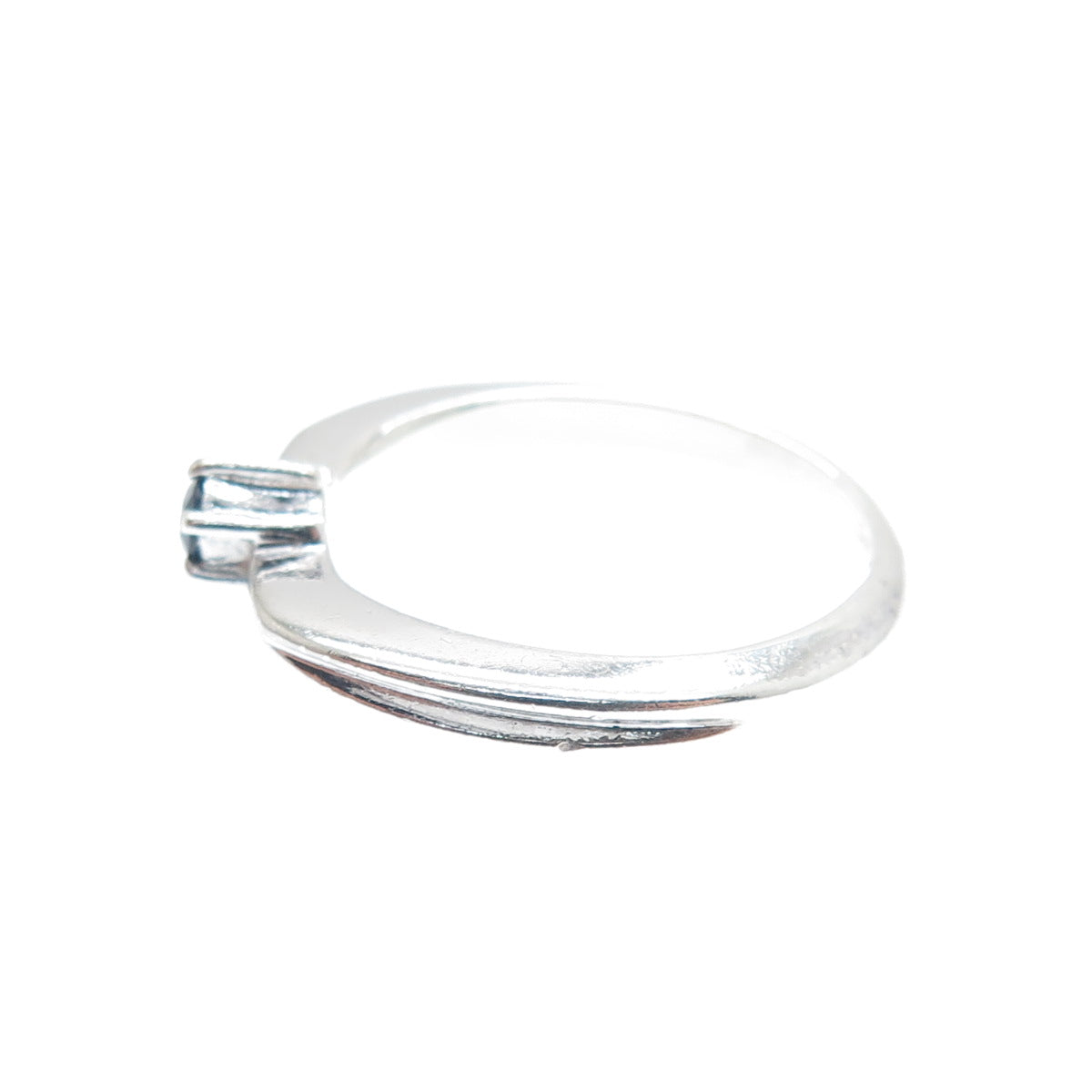 SILVER CLOUD 925 Sterling Vintage Real Round-Cut Sapphire Stackable Ring Size 6