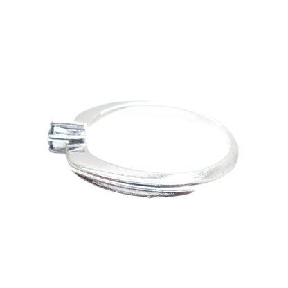 SILVER CLOUD 925 Sterling Vintage Real Round-Cut Sapphire Stackable Ring Size 6