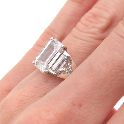 925 Sterling Silver Multi-Cut C Z Engagement Ring Size 6.25