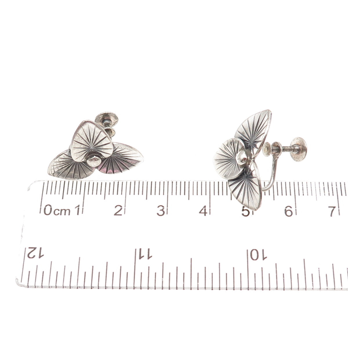 JewelArt 925 Sterling Silver Vintage Floral Oxidized Screw Back Earrings