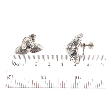 JewelArt 925 Sterling Silver Vintage Floral Oxidized Screw Back Earrings