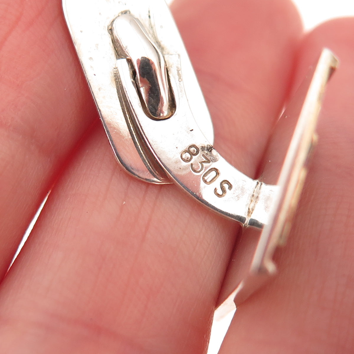 830S Silver 2-Tone Vintage Scandinavia Modernist Cufflinks