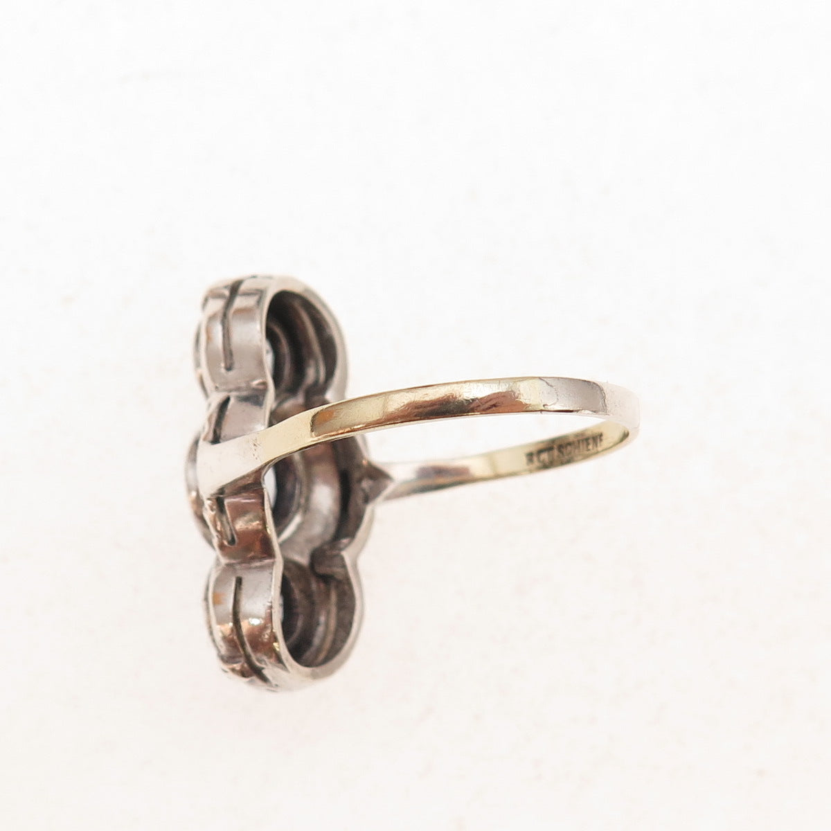935 Silver 8K Gold Antique Art Deco Germany Real Blue Topaz Ring Size 9