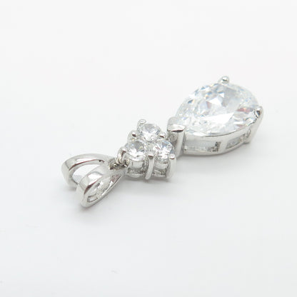 925 Sterling Silver C Z Teardrop Slide Pendant