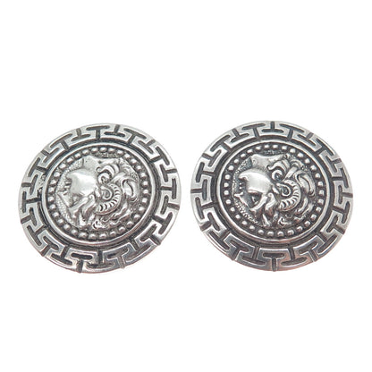 925 Sterling Silver Vintage Alexander The Great Oxidized Clip On Earrings