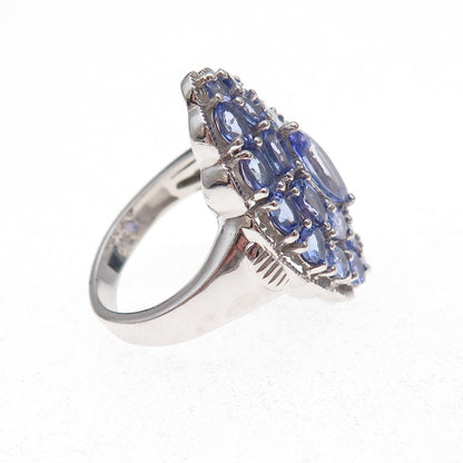 Chuck Clemency 925 Sterling Silver Real Multi-Cut Tanzanite Ring Size 8.25