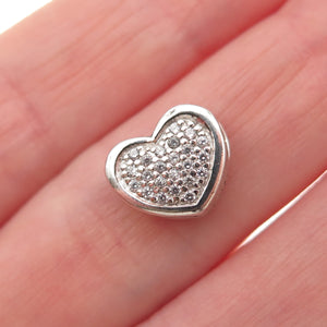 JCM Jacmel Mauritius 925 Sterling Silver C Z Heart Mini Slide Charm Pendant