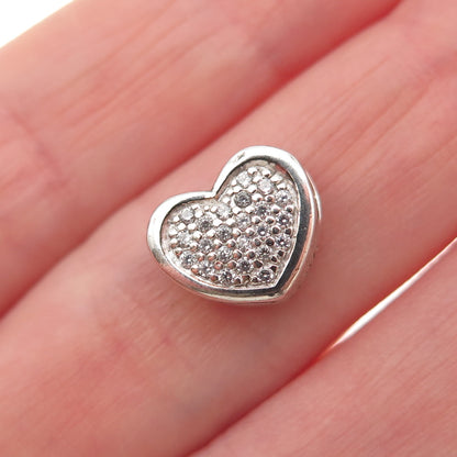 JCM Jacmel Mauritius 925 Sterling Silver C Z Heart Mini Slide Charm Pendant