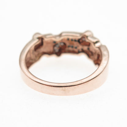 Samara Sterling Silver Gold Plated Real Blue & White Diamond Heart Ring Size 6