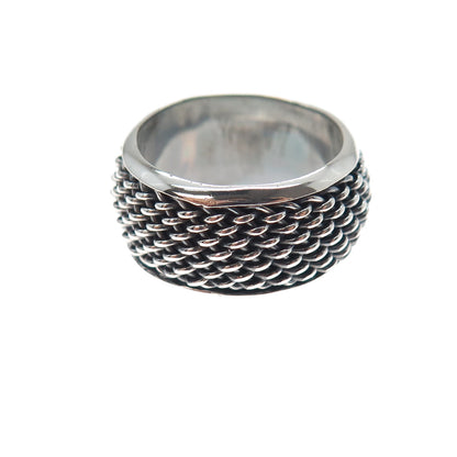 925 Sterling Silver Vintage Mesh Oxidized Band Ring Size 6.5
