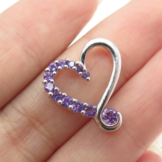 ALWAND VAHAN 925 Sterling Silver Real Amethyst Gemstone Open Heart Pendant