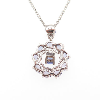 Chuck Clemency 925 Sterling Silver Real Tanzanite Cable Chain Necklace 18"