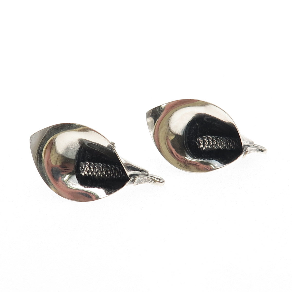 Niels Erik From 925S Sterling Silver Vintage Denmark Calla Lily Clip On Earrings