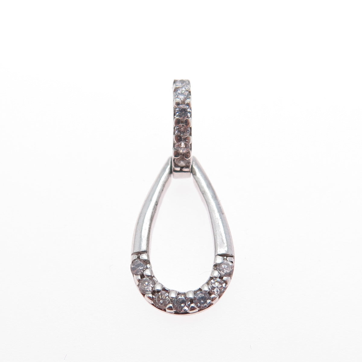 925 Sterling Silver Round-Cut C Z Teardrop Minimalist Charm Pendant