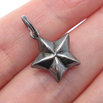 925 Sterling Silver Black Rhodium Vintage Star Minimalist Charm Pendant