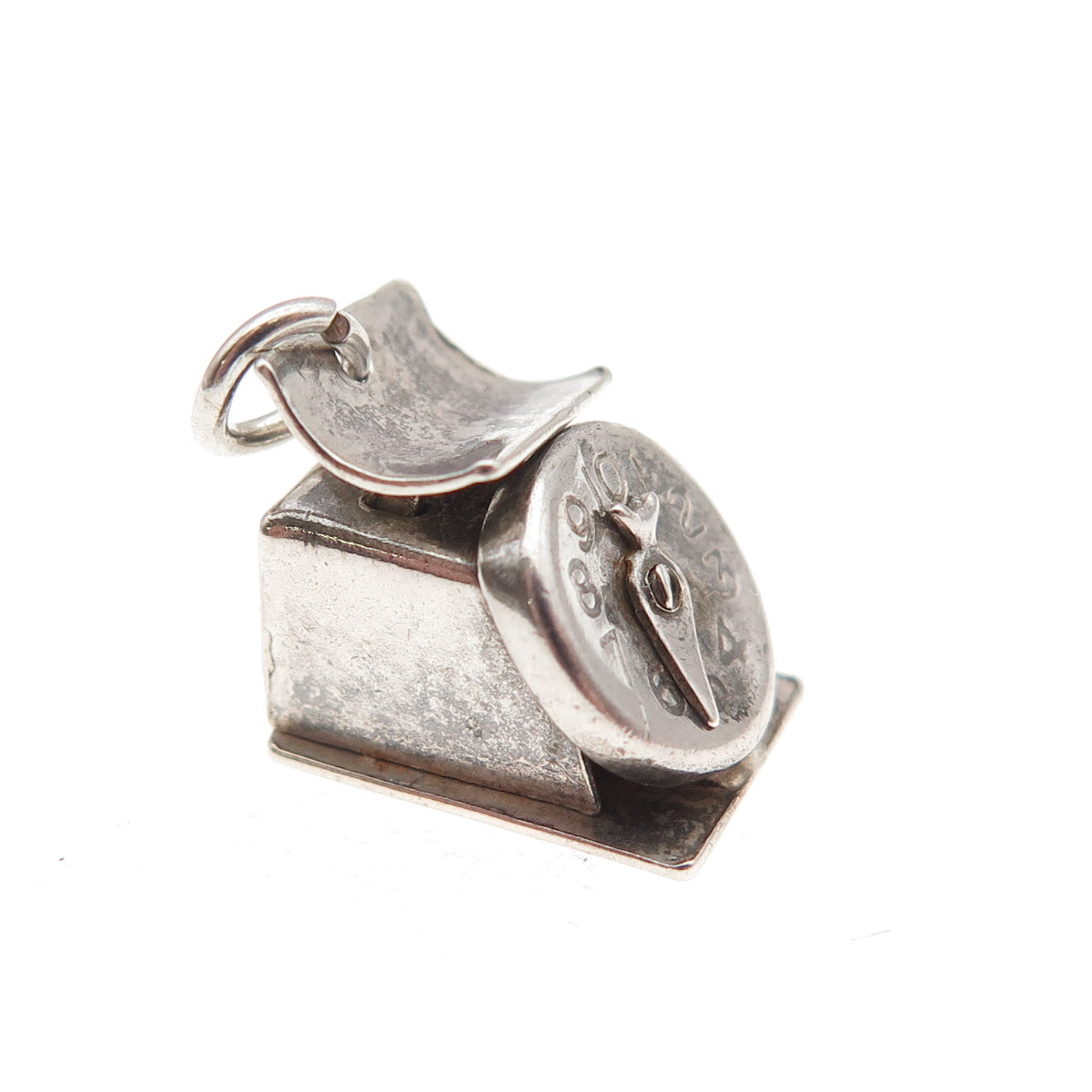 925 Sterling Silver Antique Art Deco Mexico Scale Oxidized 3D Mini Charm Pendant