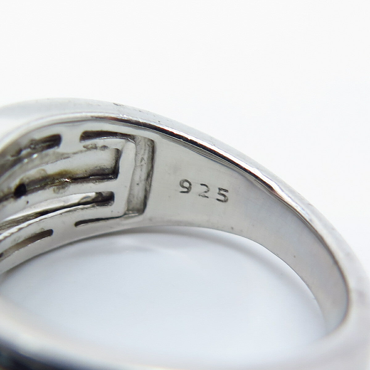 925 Sterling Silver SUN Real White Blue & Black Diamond Crossover Ring Size 5.75