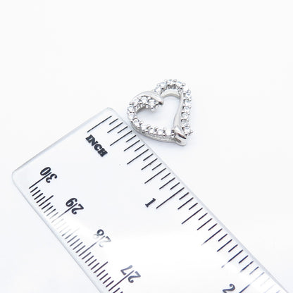 925 Sterling Silver C Z Open Heart Slide Pendant