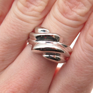 925 Sterling Silver Vintage Modernist Ring Size 7