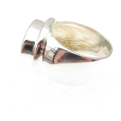925 Sterling Silver Vintage Oval-Cut Blue C Z Modernist Ring Size 7