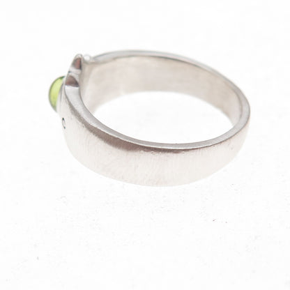 Lisa Jenks 925 Sterling Silver Vintage Real Peridot Modernist Ring Size 8.25