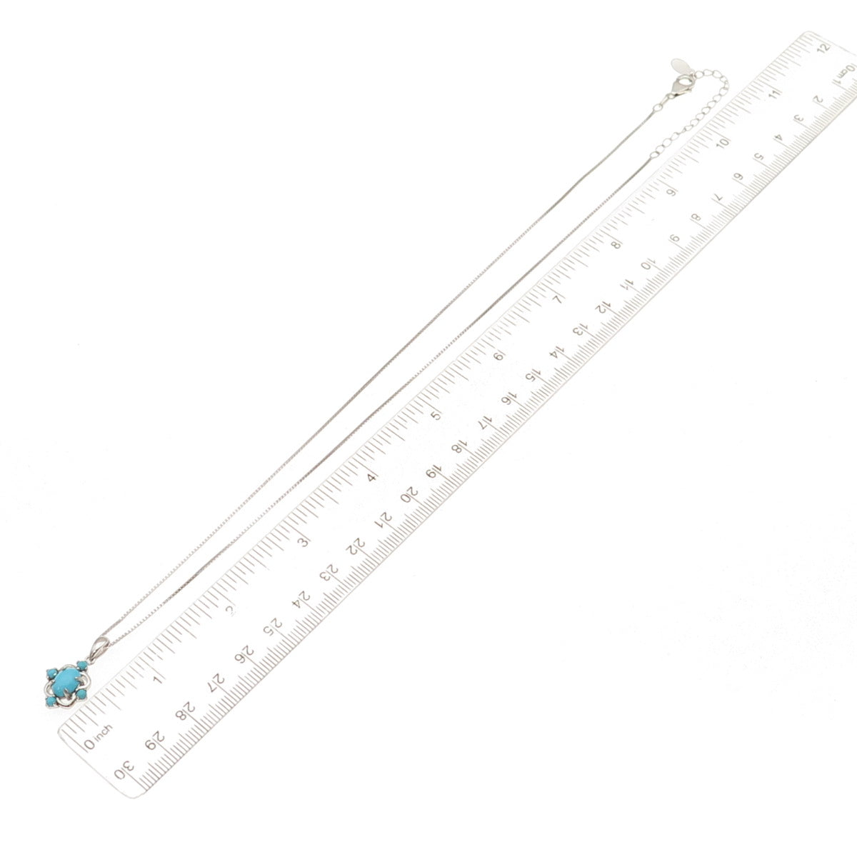 925 Sterling Silver Real Tyrone Turquoise Floral Box Chain Necklace 18-20"