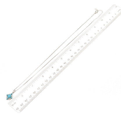 925 Sterling Silver Real Tyrone Turquoise Floral Box Chain Necklace 18-20"