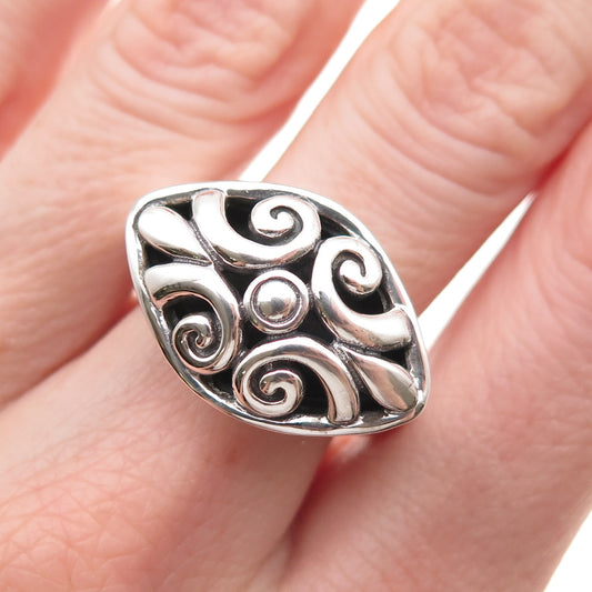 ATI Annika Witt 925 Sterling Silver Vintage Floral Oxidized Ring Size 7.5