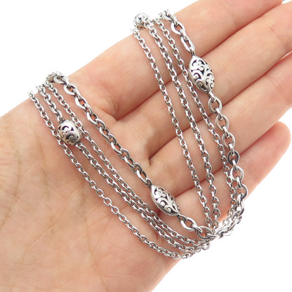 LOIS HILL Sterling Silver Vintage 4-Strand Station Multi-Chain Necklace 16-18"