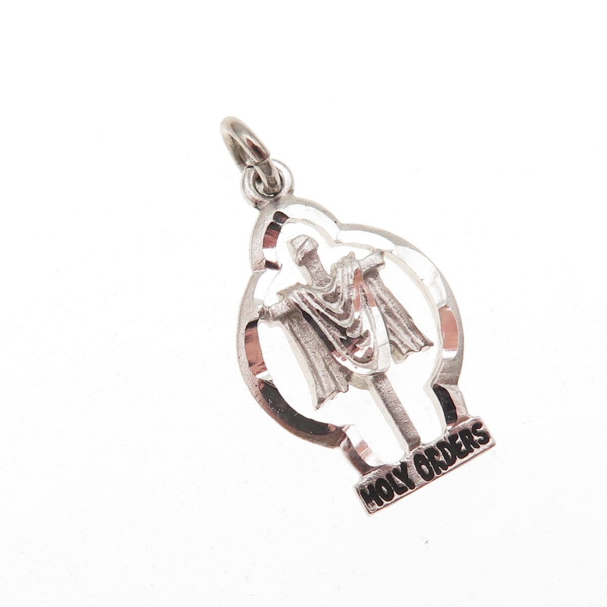925 Sterling Silver Vintage Cross Holy Orders Mini Charm Pendant