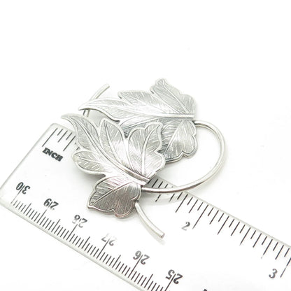 925 Sterling Silver Antique Art Deco BEAU Textured Leaf Pin Brooch
