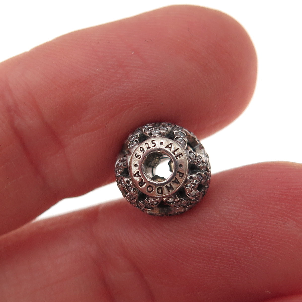 Pandora 925 Sterling Silver C Z Essence Appreciation Slide Bead Charm