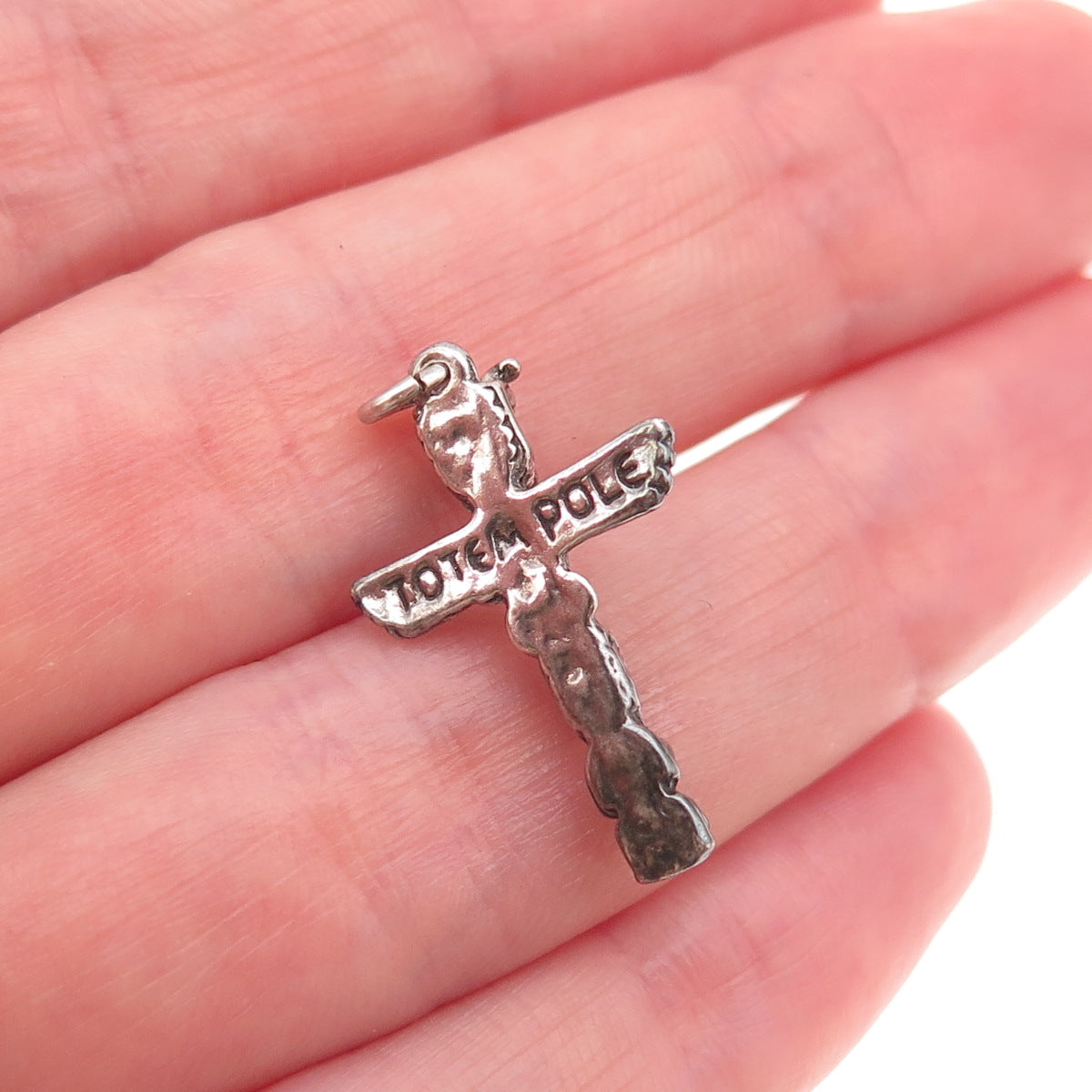 Old Pawn Sterling Silver Vintage Southwestern Totem Pole Tribal Charm Pendant
