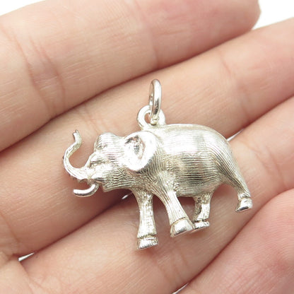 925 Sterling Silver Vintage Elephant Safari 3D Pendant