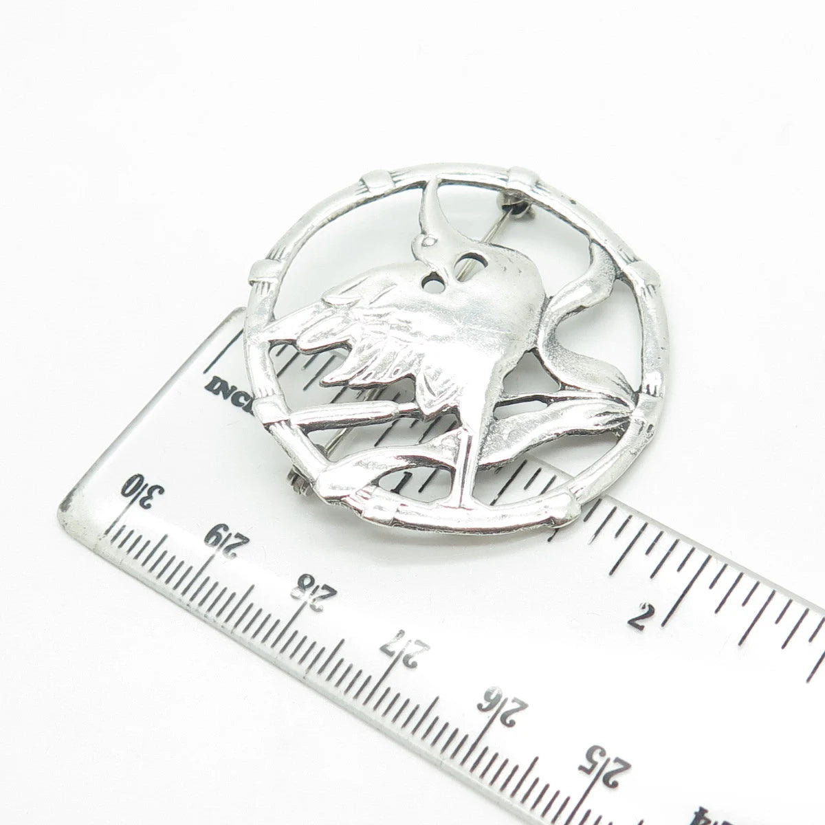 925 Sterling Silver Vintage Stork Bird Pin Brooch