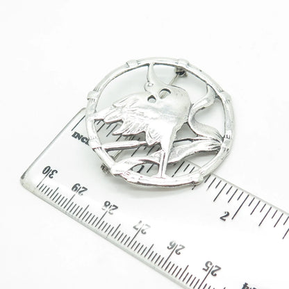 925 Sterling Silver Vintage Stork Bird Pin Brooch