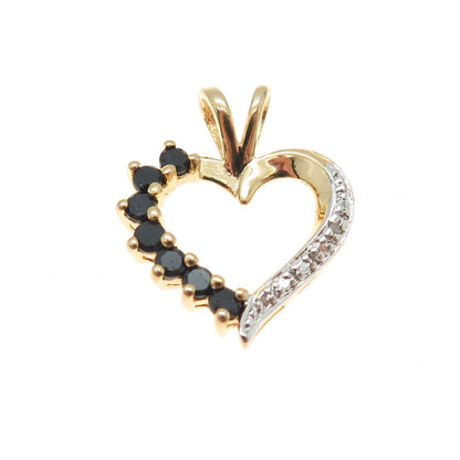 ROSS SIMONS 925 Sterling Silver 2-Tone Diamond Accent Sapphire Gem Heart Pendant