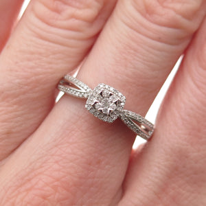 Sun 925 Sterling Silver Real Round-Cut Diamond Engagement Ring Size 7