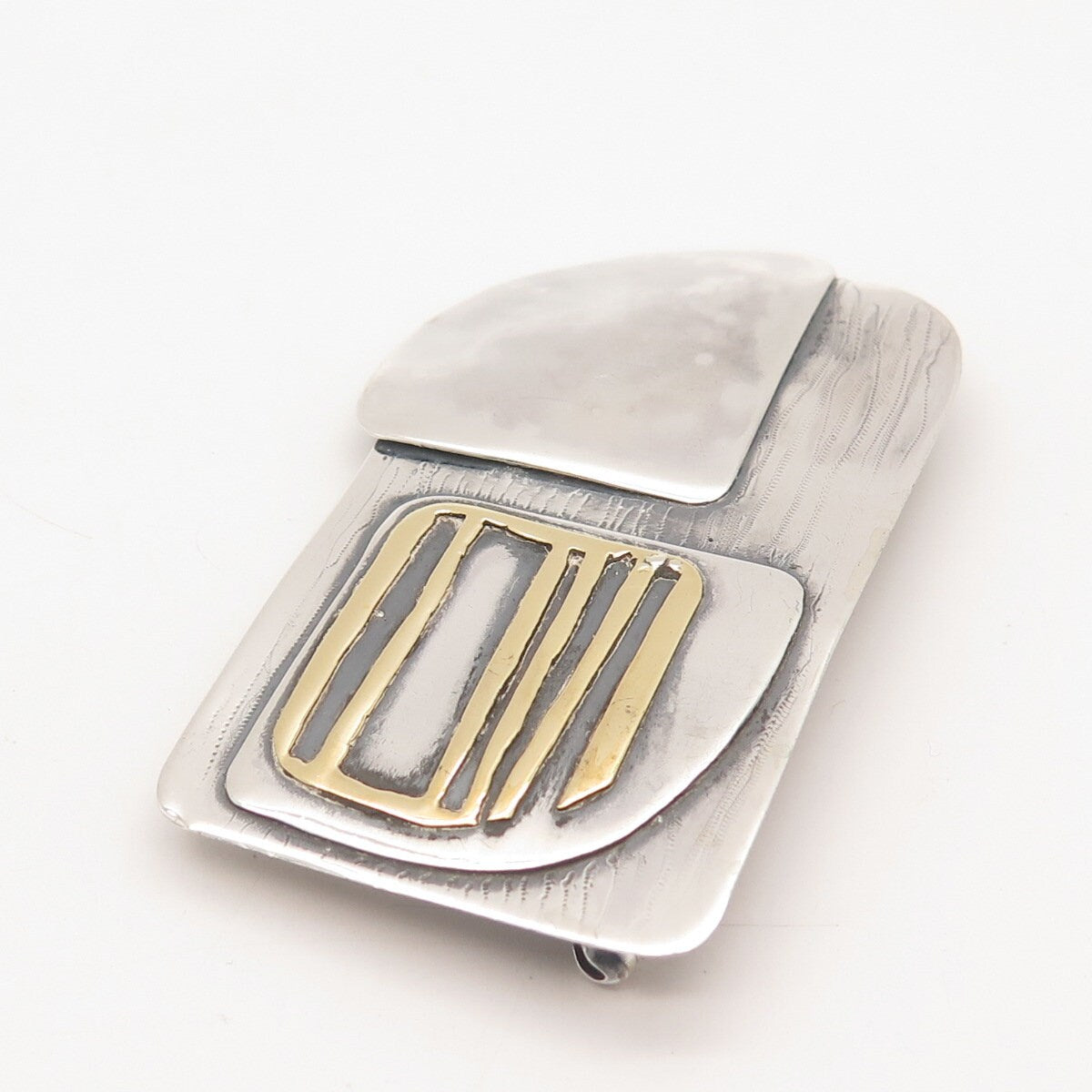 925 Sterling Silver 2-Tone Vintage Abstract Pin Brooch