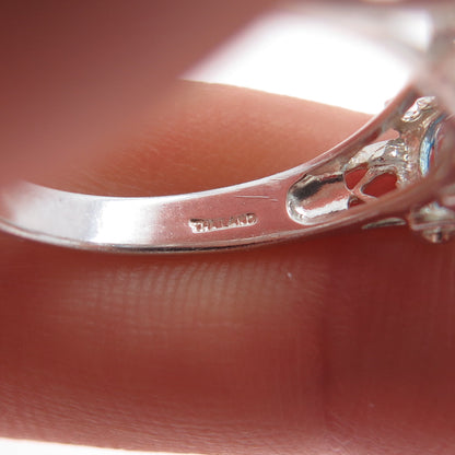 CNA PRANDA 925 Sterling Silver Vintage Real Oval-Cut Blue Topaz Ring Size 8