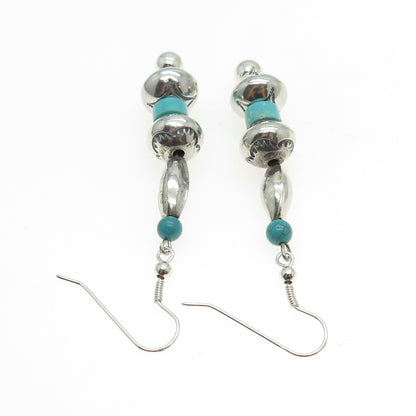 Old Pawn 925 Sterling Silver Southwestern Bisbee Turquoise Navajo Pearl Earrings