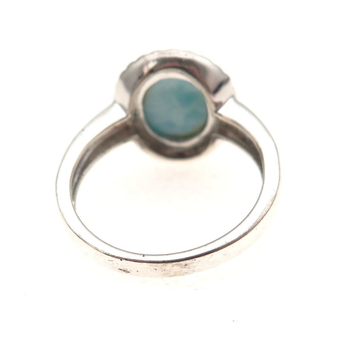 JH Young 925 Sterling Silver Vintage Real Cabochon Larimar Ring Size 5.5