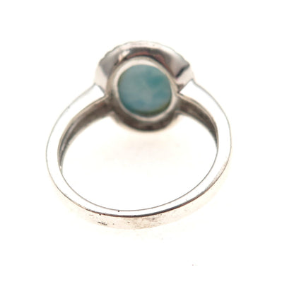 JH Young 925 Sterling Silver Vintage Real Cabochon Larimar Ring Size 5.5