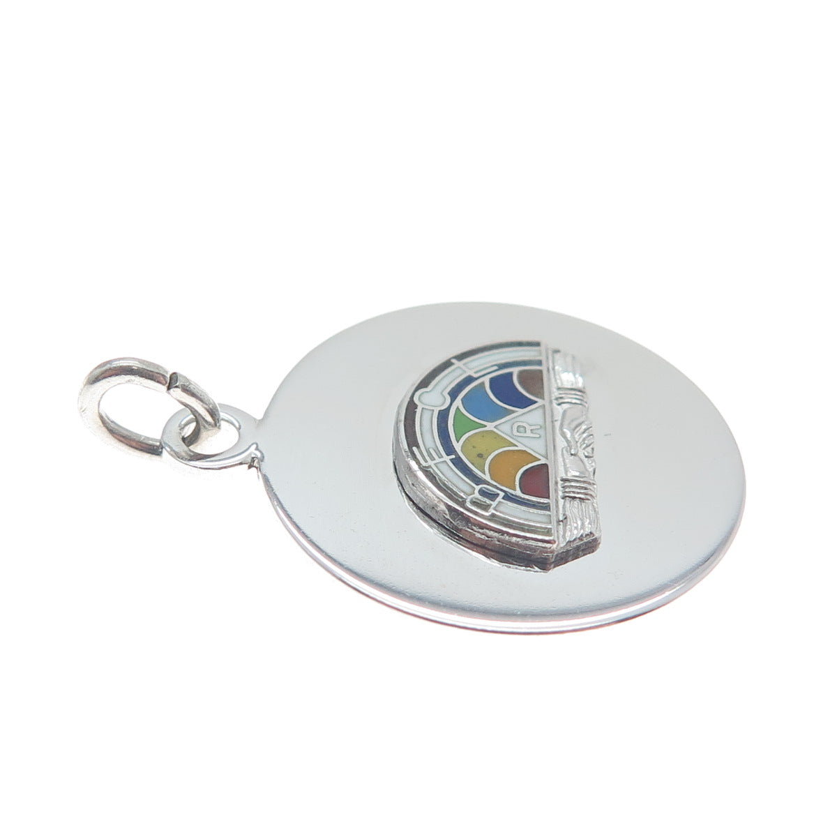 WELLS 925 Sterling Silver Vintage Enamel Masonic Youth Group Charm Pendant