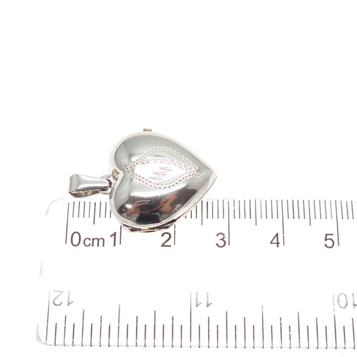925 Sterling Silver Vintage Engraved Floral Heart Locket Mini Charm Pendant